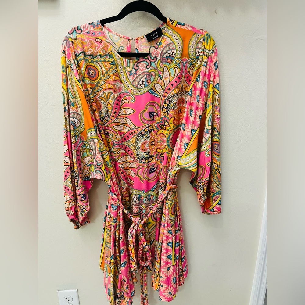 Vici Vibrant Paisley Long Sleeve Dress